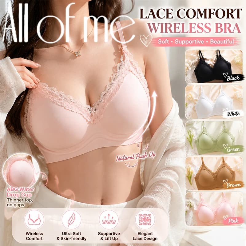 Wire Free Seamless Bralette for Women V Neck Floral Lace Edge Padded Bra Adjustable Spaghetti Straps Everyday Sleep Lingerie