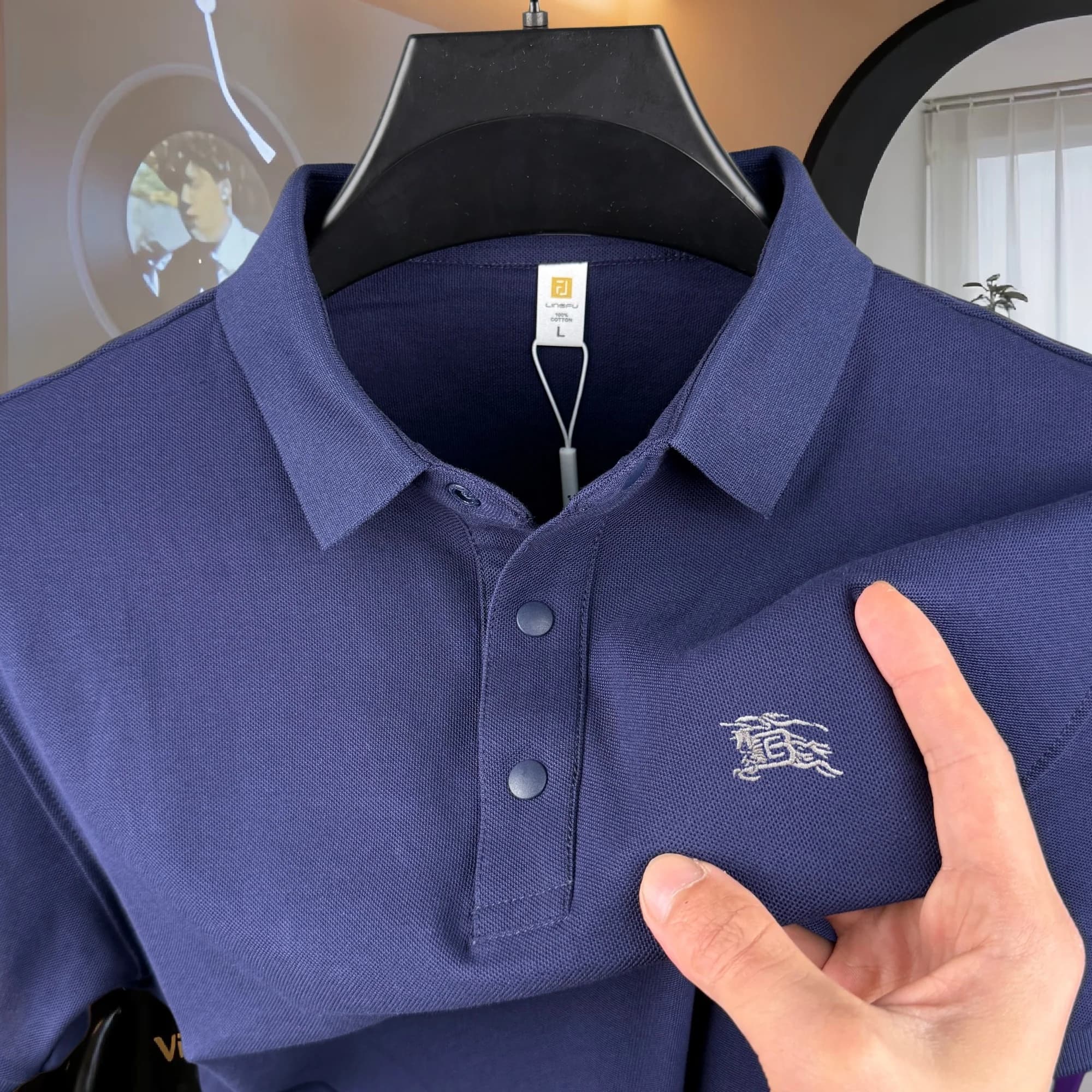 Polo da uomo a maniche corte in cotone 100% puro di alta gamma, estivo, di lusso, con ricamo Warhorse, top da golf, t-shirt casual