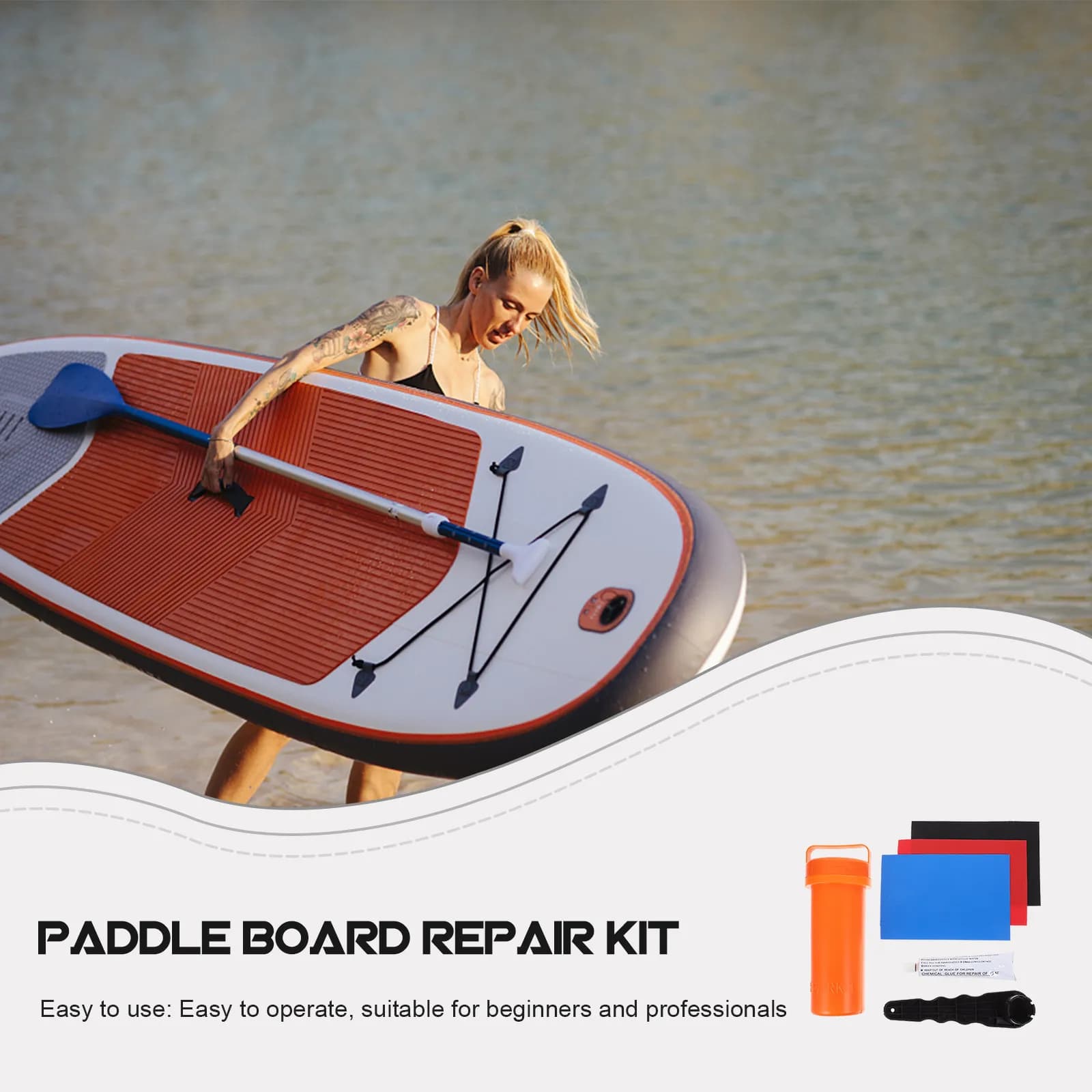 Kit di Riparazione Multifunzionale per Paddle Board, Set di Patch per Riparazione Gonfiabili per Tavole da Surf, Kayak, Gommoni, Zattere, Yacht e Barche