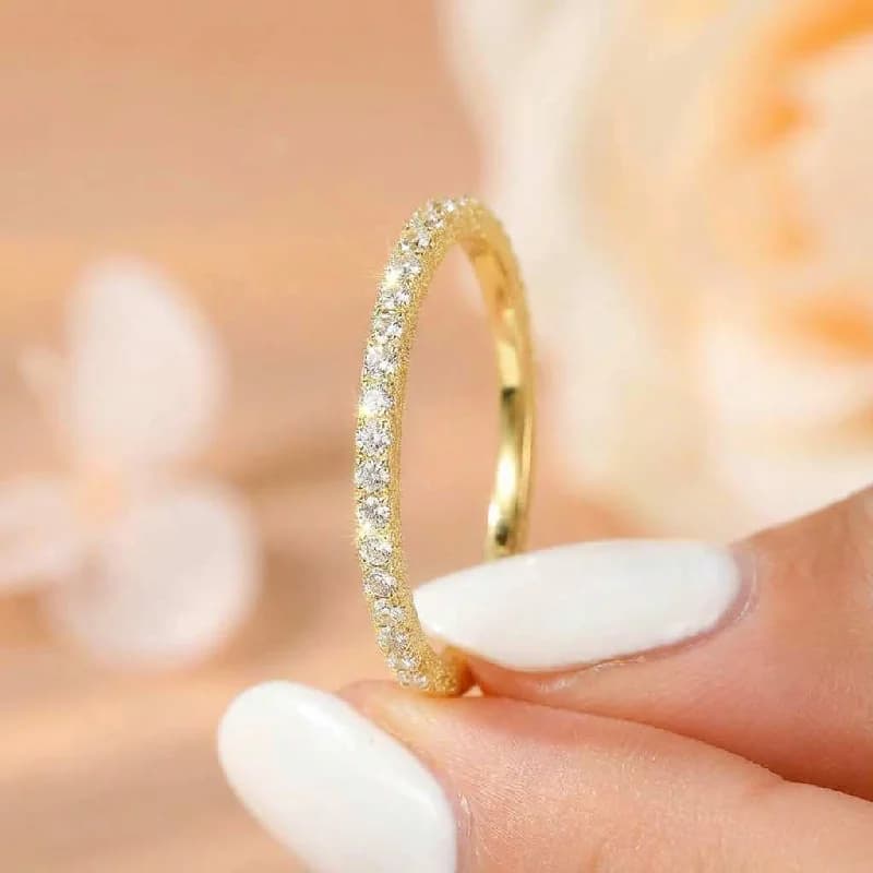 Anello in argento sterling 925 da 2 mm, semplicità della moda, mezzo zircone pieno, impilabile, per le donne, gioielleria raffinata personalizzata quotidiana