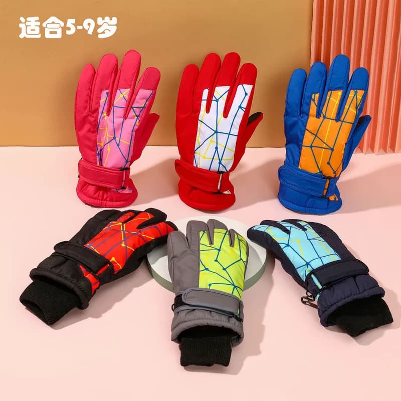 Outdoor sports running children's ski gloves for ages 5-10, cold-proof, thickened, warm cycling gloves for boys