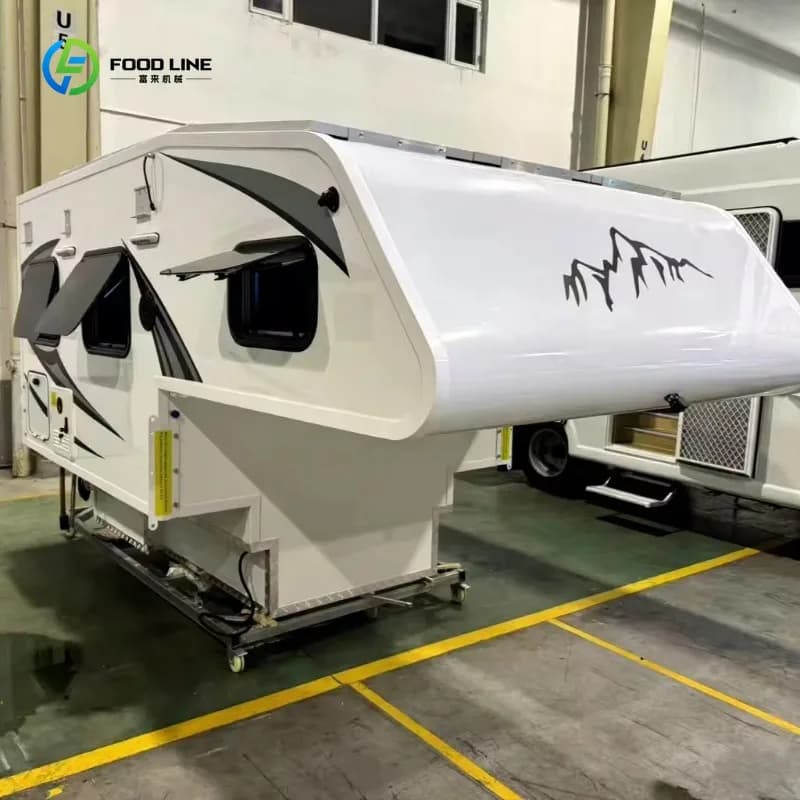 Custom 4x4 4 Person Slide-In Pick-Up Truck Camper Foldable Roof Lightweight Overland Trailer Rooftop Awning Tent Camping Travel