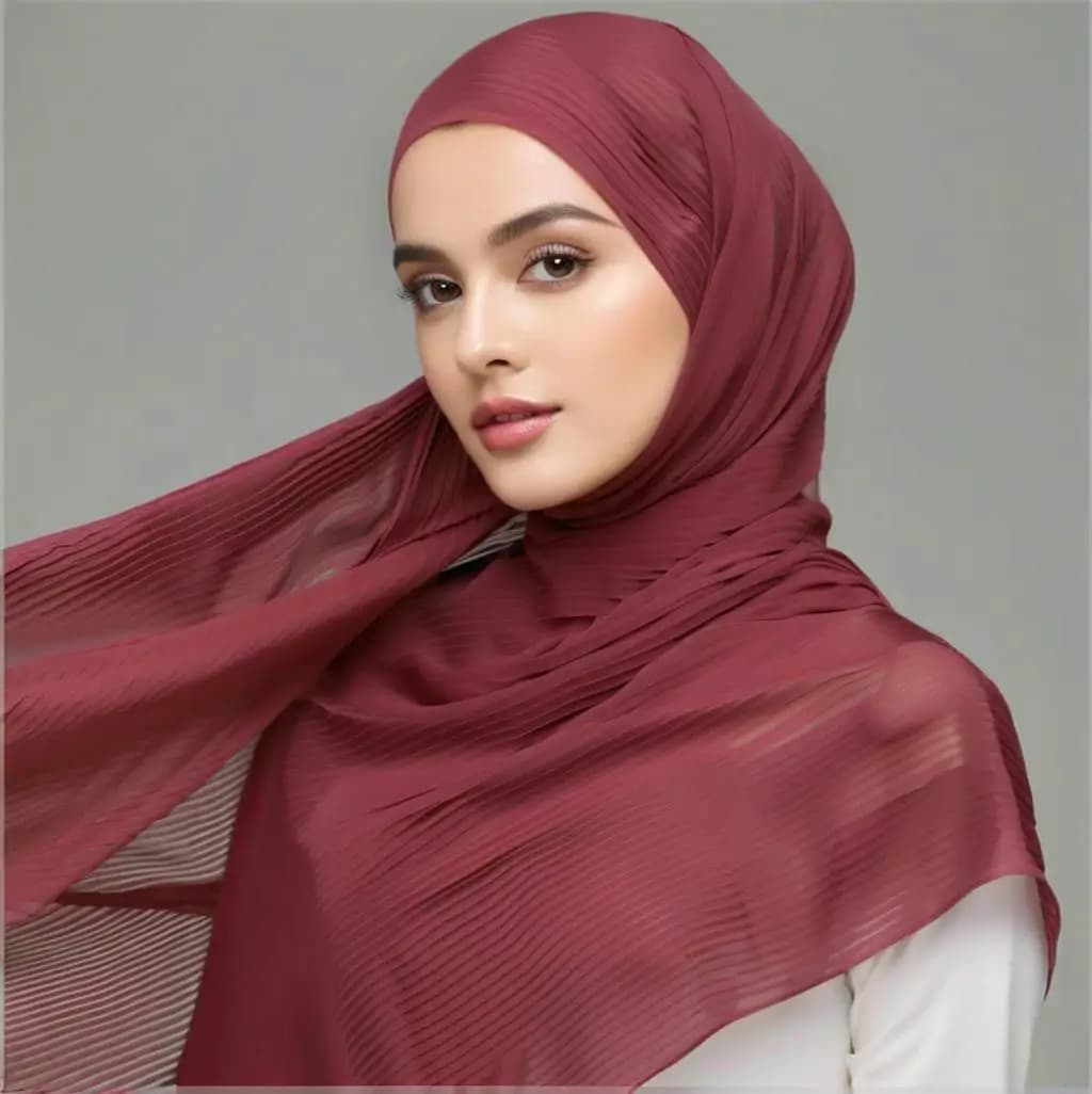 Scarf in Chiffon Perlato Plissettata, Women's scarf with Stuzzicadenti Folds, Stropicciato Appearance