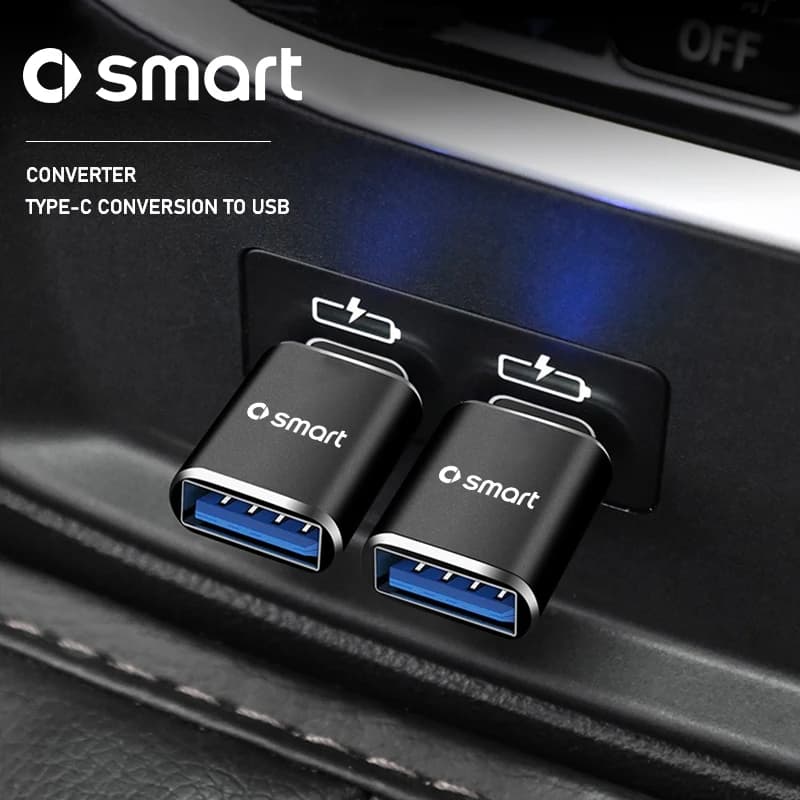 Type C To USB Port Converter Charging Cable Adapter Windshield Wiper For Smart EQ Fortwo Forfour 453 451 452 450 454 Roadster