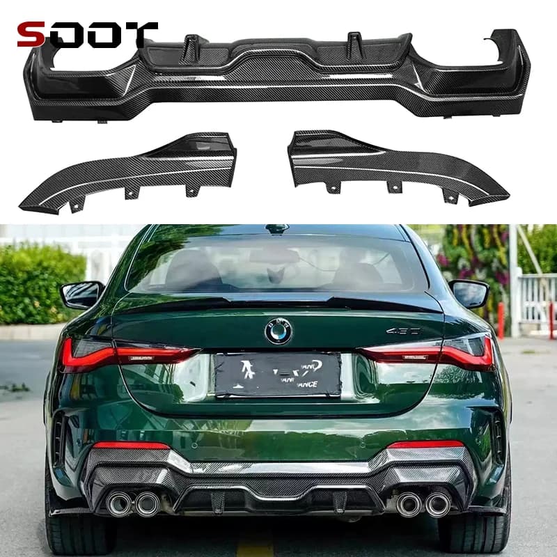Diffusore Posteriore in Fibra di Carbonio per BMW Serie 4 G22 G23, Splitter Posteriore, Spoiler, Labbro Posteriore, Kit Carrozzeria Migliorato