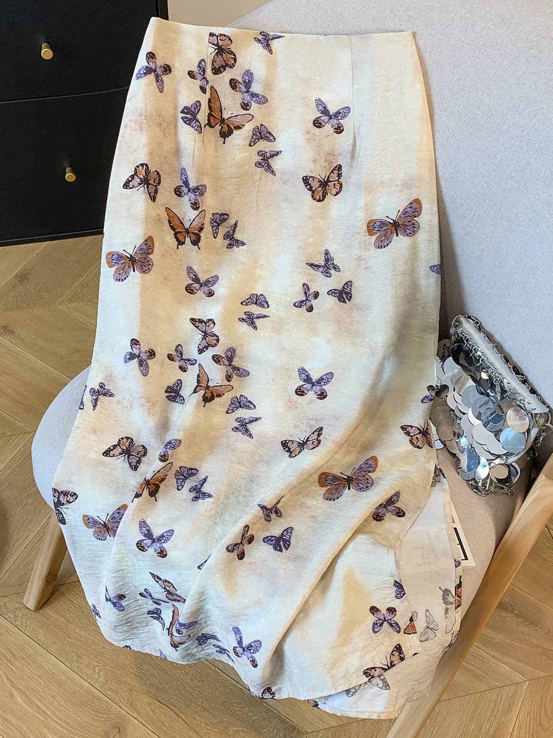 Nuova gonna asimmetrica da donna cinese Sle con stampa floreale Elastico in vita Gonna longuette casual da pendolare