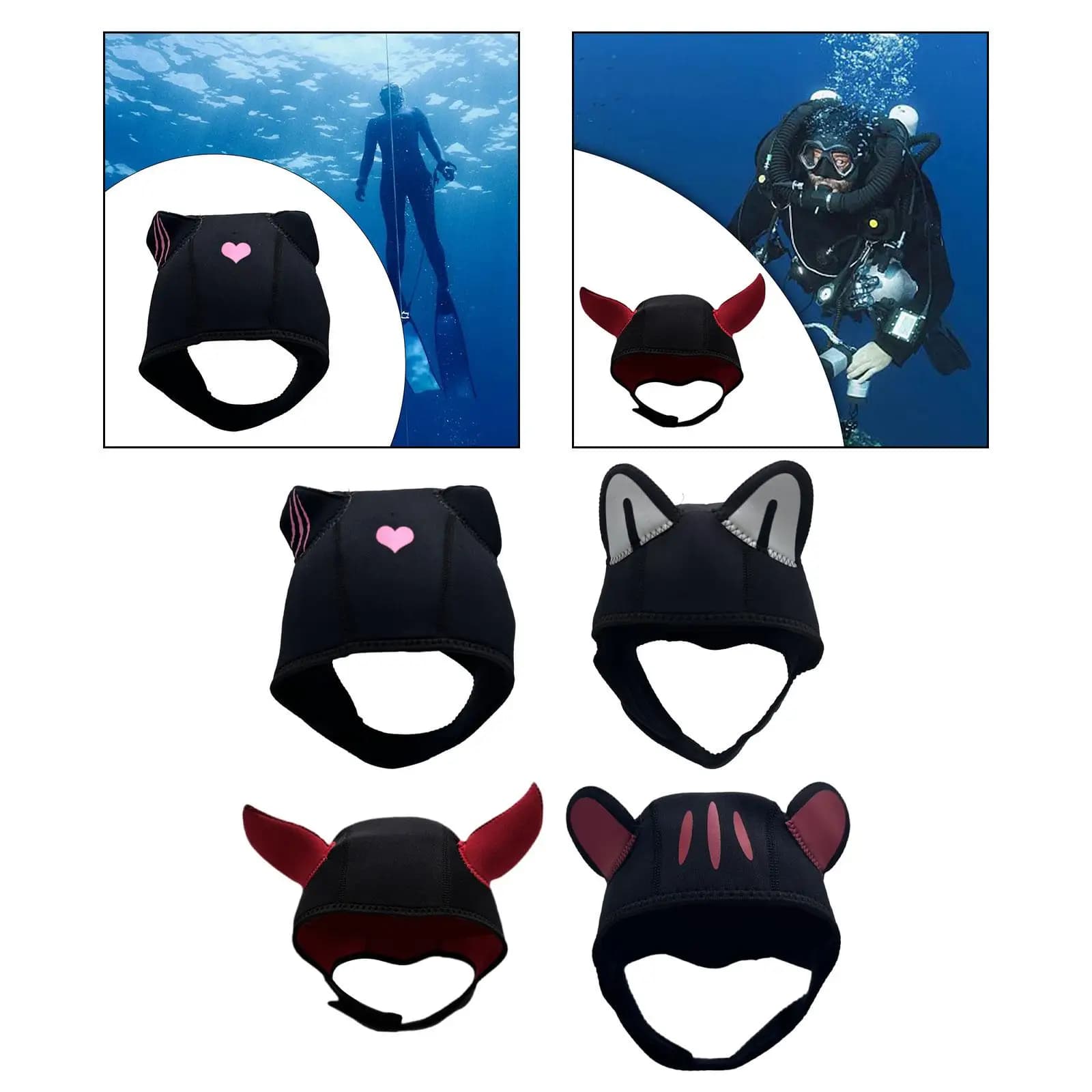 Cappuccio da sub, cappello da nuoto Cappuccio da muta in neoprene da 3 mm Cappuccio da sub Cuffia da nuoto