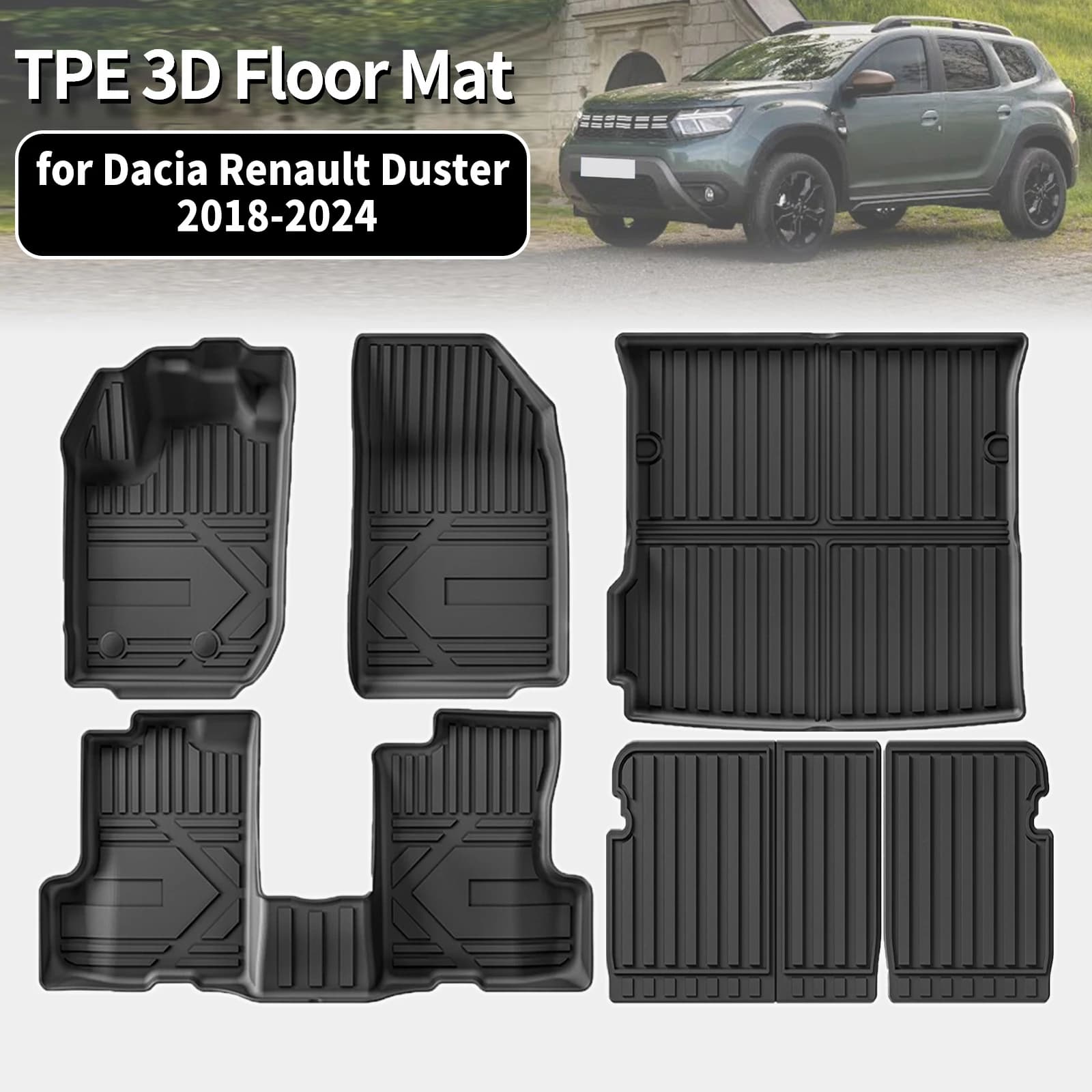 for Dacia Renault Duster Petrol Fuel 2018-2023 2024 LHD Eco-Friendly TPE Floor Mats Non-Slip Dustproof Car Interior Accessories