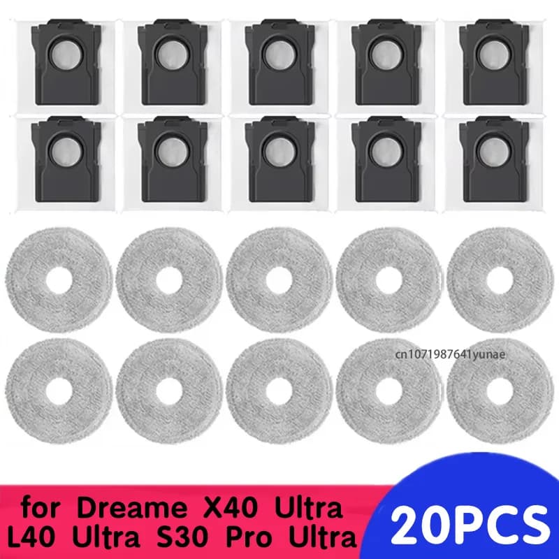 Panno per la pulizia compatibile con Dreame X50 Ultra, X30 Ultra, X40 Ultra, L10s Pro Ultra, L10s Plus, L30s Ultra, L40 Ultra - Accessori e sacchetto per la polvere