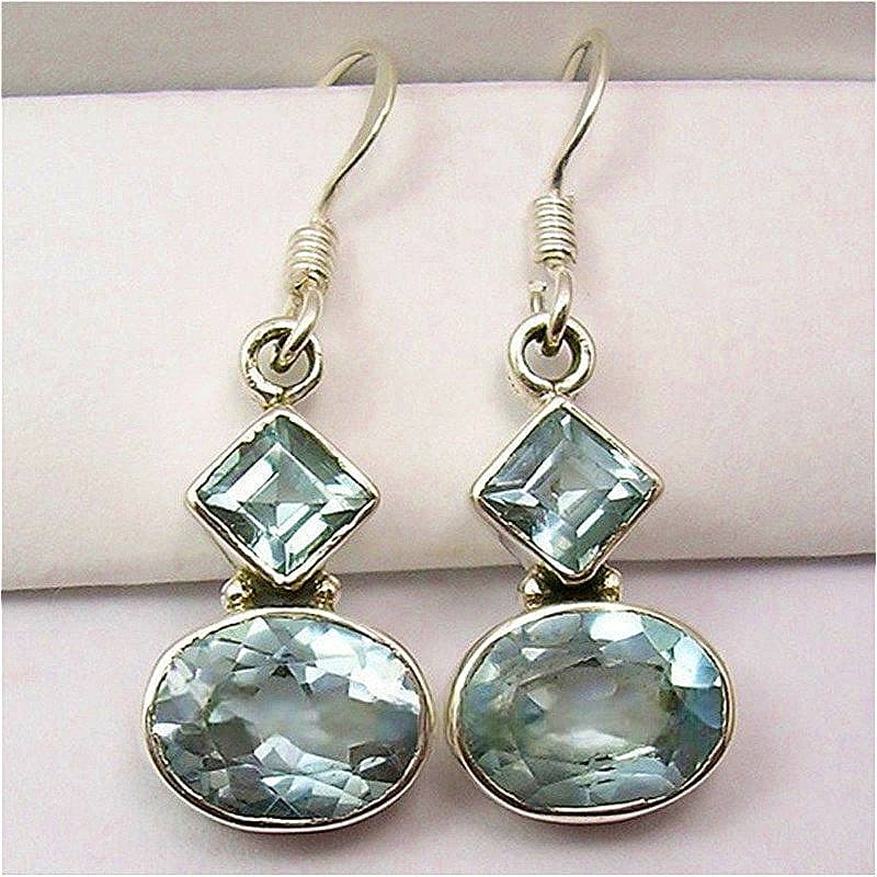 Elegant Pendant Earrings with Synthetic Green Zirconia Women's Sparkling, Ceremony Jewelry Accessories