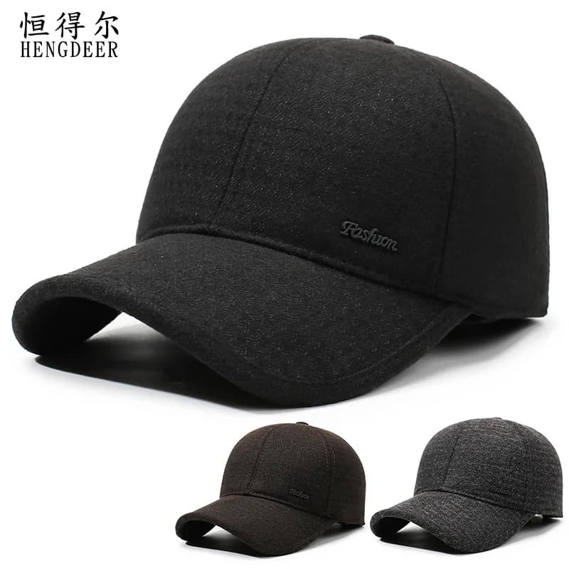 Ear Protector Woolen Baseball Cap Autumn and Winter Windproof and Cold-proof Peaked Cap Thickened Warm Outdoor Hat