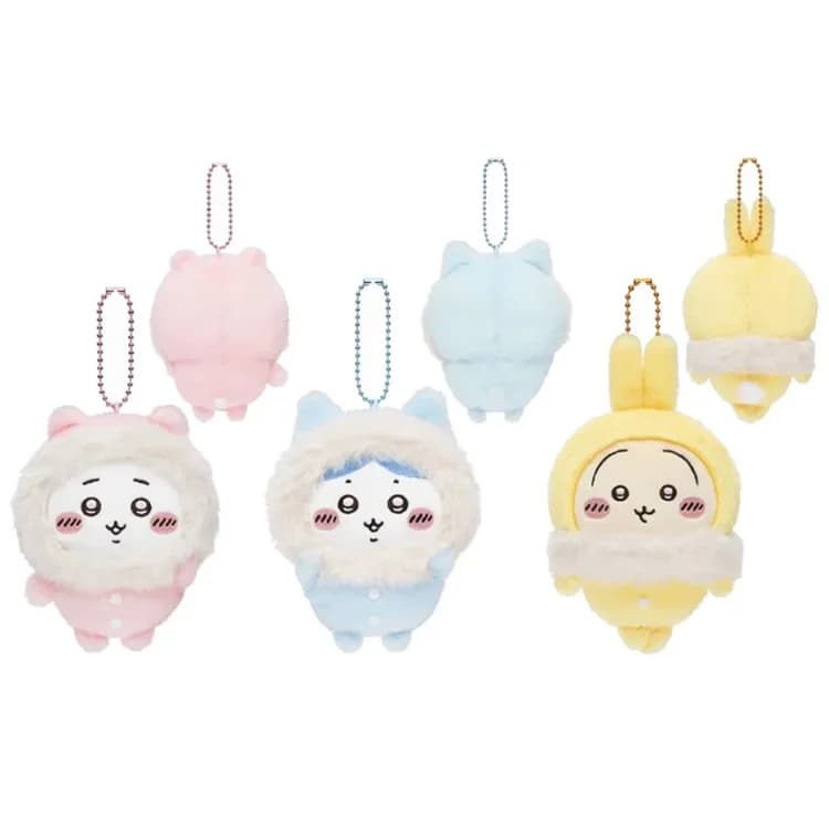 Cute Chiikawa Sleeping Bag Splitable Plush Doll Pendant Fluffy Figure Bag Ornament Collectible Gift Teen Girls Daily Backpack