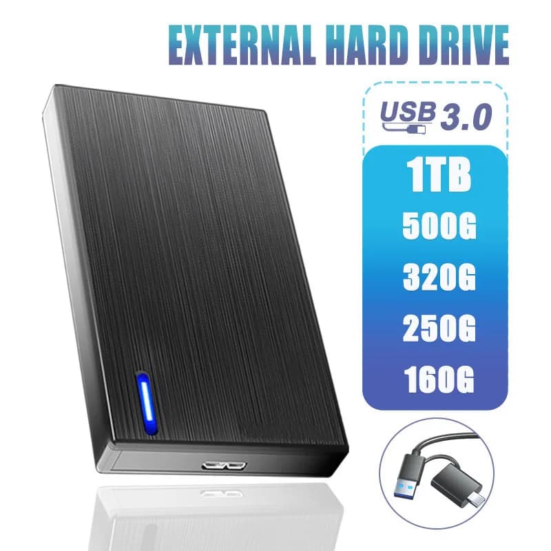 Disco rigido esterno HDD Disco rigido portatile da 2,5 Disco rigido USB 3.0 da 1 TB 500 GB 160 GB per PC, Mac, laptop, PS4, Xbox one