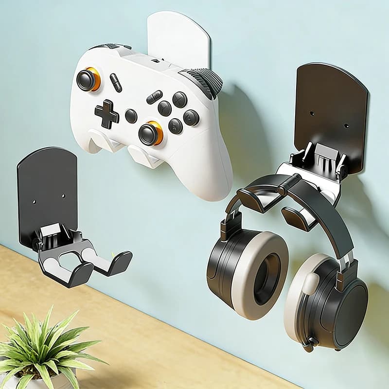New-Game Controller Bracket Base Wall Mounted Controller Storage Rack Gaming Headset Bracket No-Punch Easy Install Required