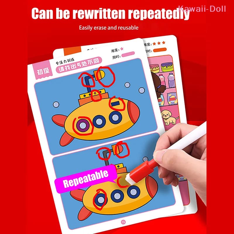 [DO]1Set An Educational Fault Finding Game Reusable Wiping Paper For Focus And Attention Training[DO]