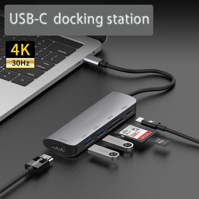 Adattatore compatibile da TYPE-C a HDMI screen saver game HUB USB 3.0 lettura della scheda SD/TF interruttore di condivisione della Docking Station multifunzione