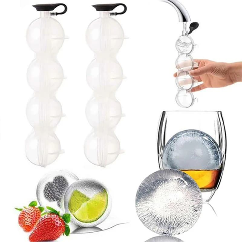 Creatori di cubetti di ghiaccio a 4 fori Stampo rotondo per hockey su ghiaccio Whisky Cocktail Palla di vodka Stampo per ghiaccio Bar Cucina Contenitore di ghiaccio Gelatiera 5.5CM