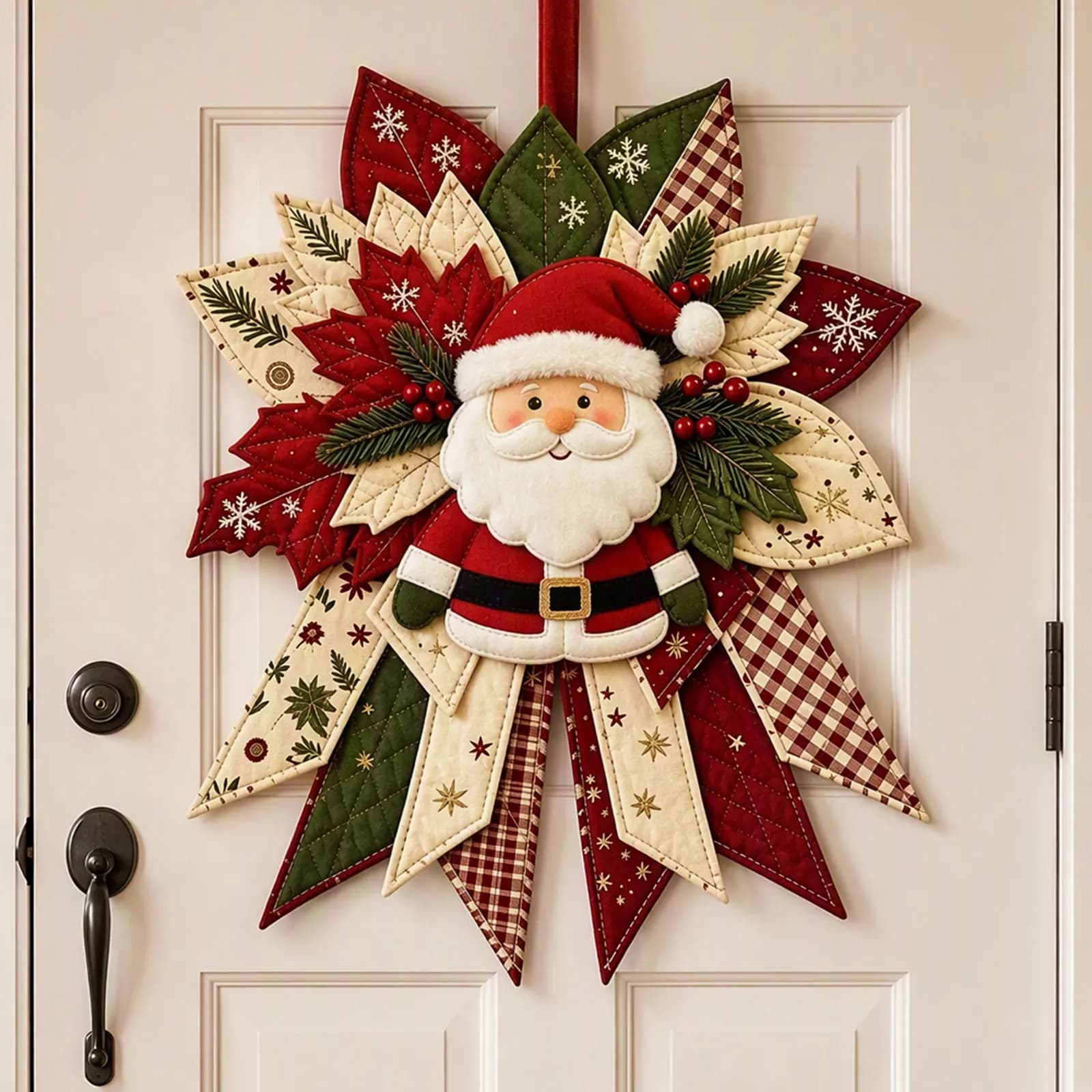 Beginner-Friendly Oversized Christmas Character Quilted Door Hanger, Sewing Kit, Charming DIY Patchwork Hanging Decor for Home
