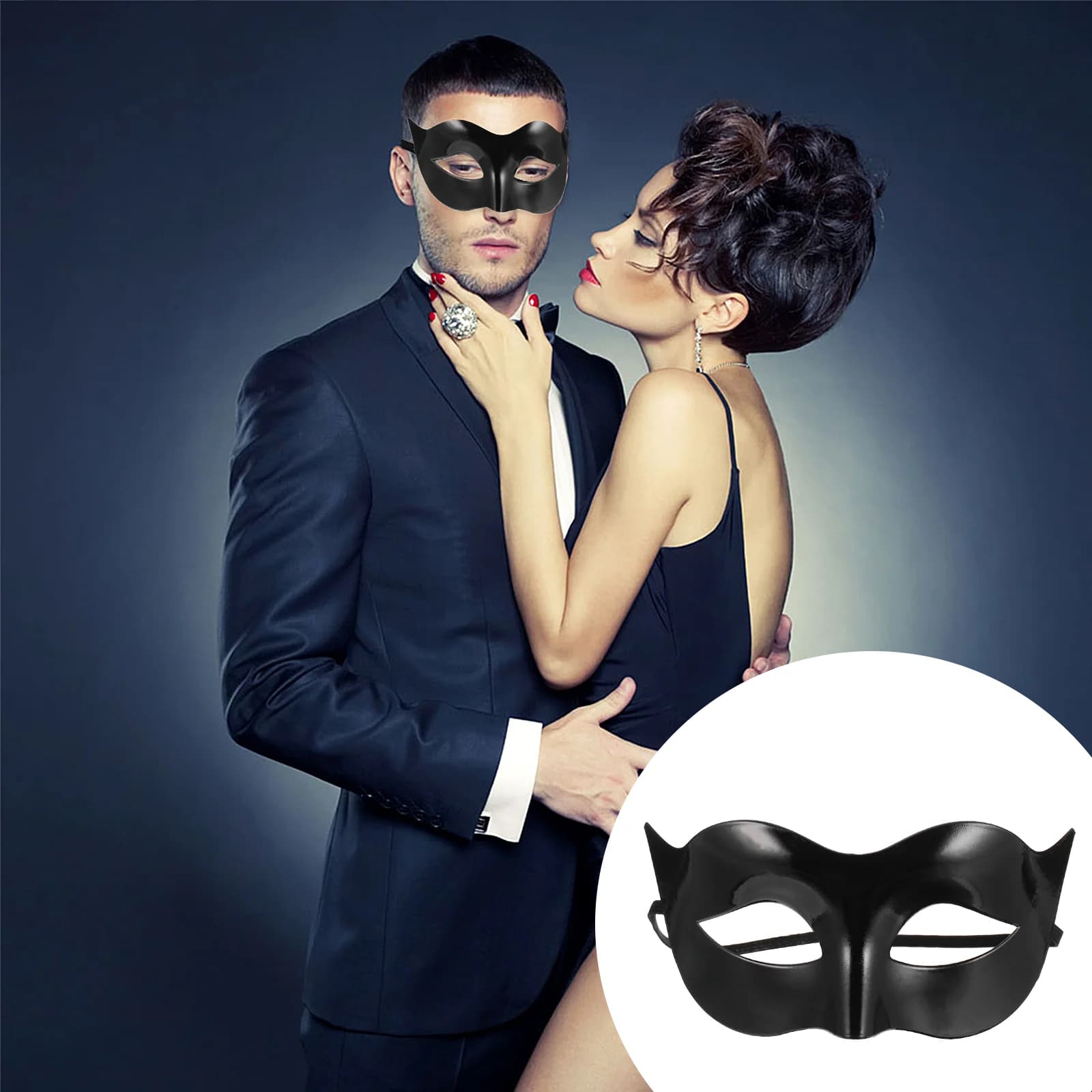 WINOMO Uomo Donna Costume in maschera Maschera in maschera veneziana Maschera per occhi da cattivo (Nero)
