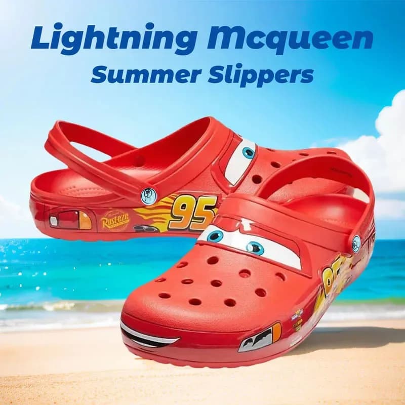 Lightning Mcqueen Summer Slippers for Adults Car Shoes Outdoor Sandals Fijina Anime Trailer Character Cave Shoes Sandals Eva Shoes