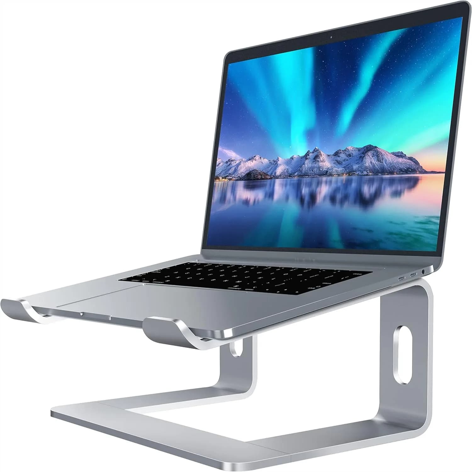 Supporto per Laptop in Alluminio con Rialzo Ergonomico di 6 Pollici per Scrivania, Compatibile con Notebook da 10-15.6", Argento