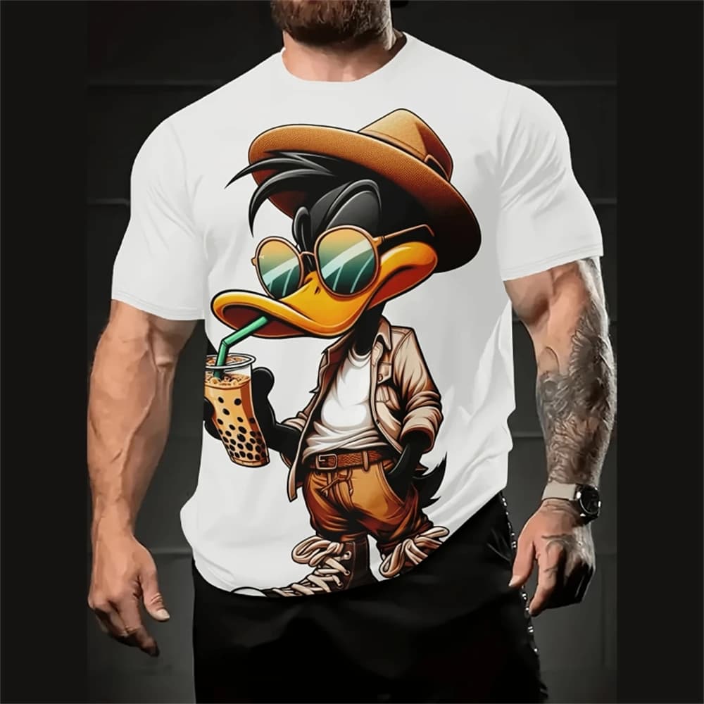 T-Shirt da Uomo con Stampa 3D Divertente, Manica Corta, Micro-Elastica, Traspirante, Streetwear Estivo, Casual, Oversize