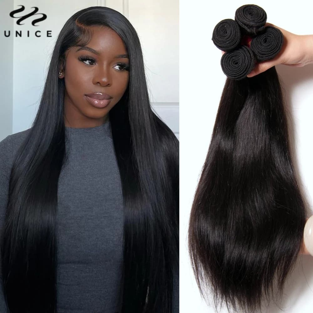 UNice Hair Smooth Hair Peruvian Natural Color 100% Human Hair 1/3/4 Fasci Sewing In Wholesale 8-30 Inch Fabric bundles