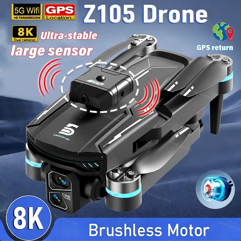 Drone GPS 8K New Z105 MAX Drone Double Camera HD Wide Angle 1080P Brushless Motor FPV Outdoor Air Photography Children and Adults Toy Gift