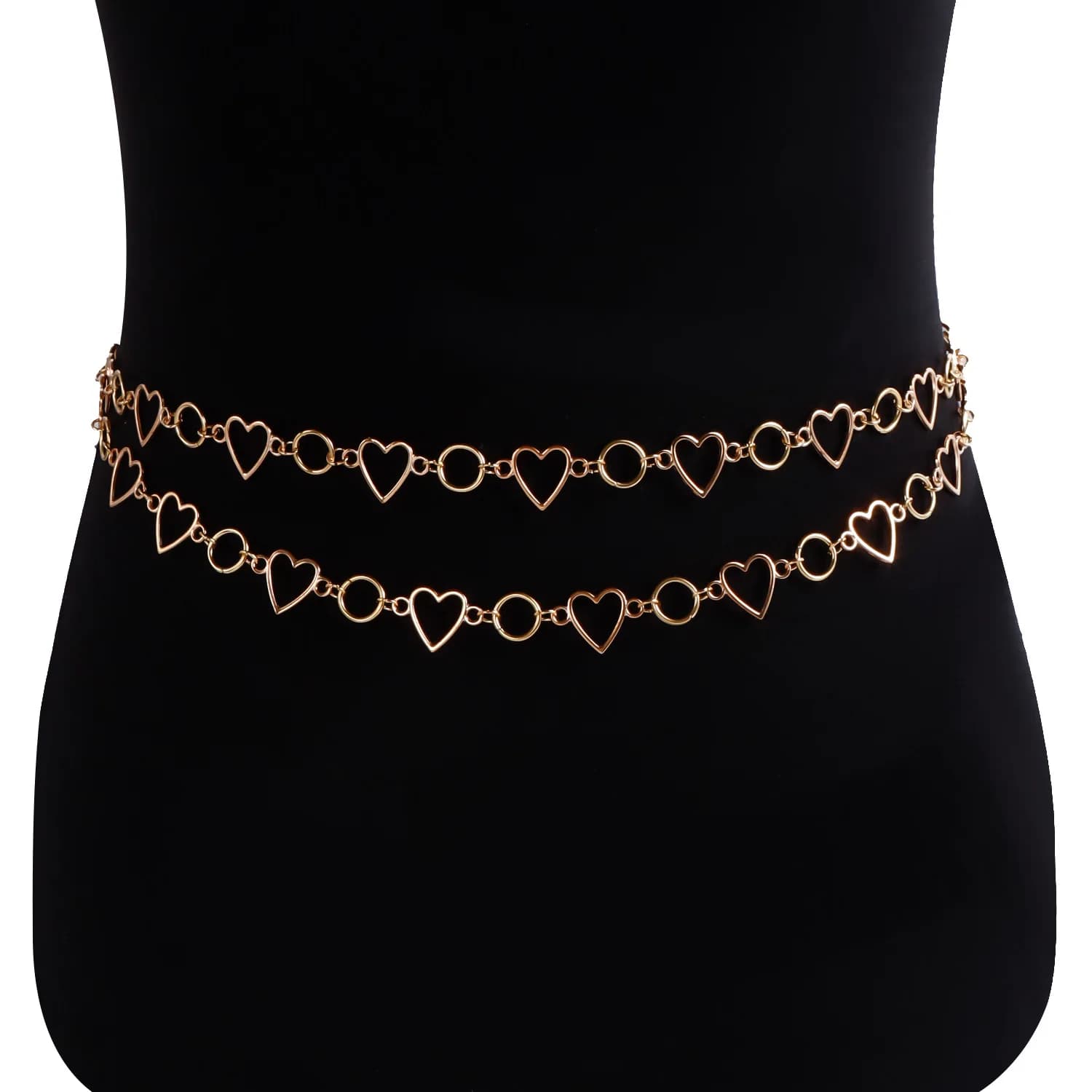 Personalized Double-layer Hollow Metal Love Waist Chain Fashion Versatile Dress Belt Decoration Body Chain Clothing Decoration