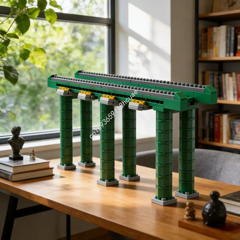 Set di Costruzioni MOC Museo dei Treni, 124 Pezzi, Modello da Assemblare, Regalo di Natale, Giocattoli Educativi, Mattoncini Creativi