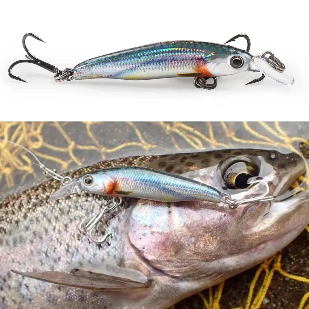 GOBAIT Sinking Minnow 1.5g 4cm Hard Bait 3D Eyes Wobbler Treble Hooks Tackle Box Fishing Lure for Bass Pike 1-5 Pcs Jerkbait