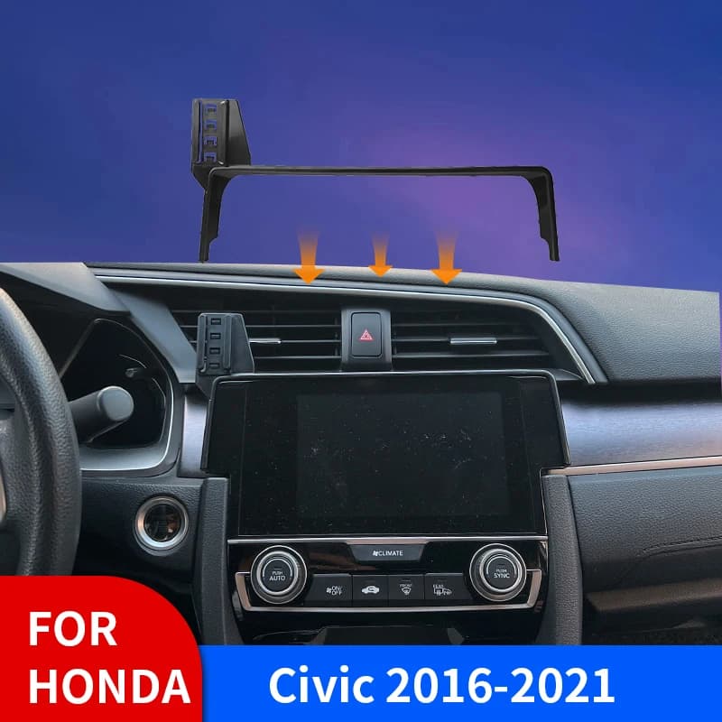 Supporto per telefono per auto per Honda Civic 2016 2017 2018-2021 10th Gen FC Schermo di infotainment Staffa fissa Base Supporti di ricarica wireless
