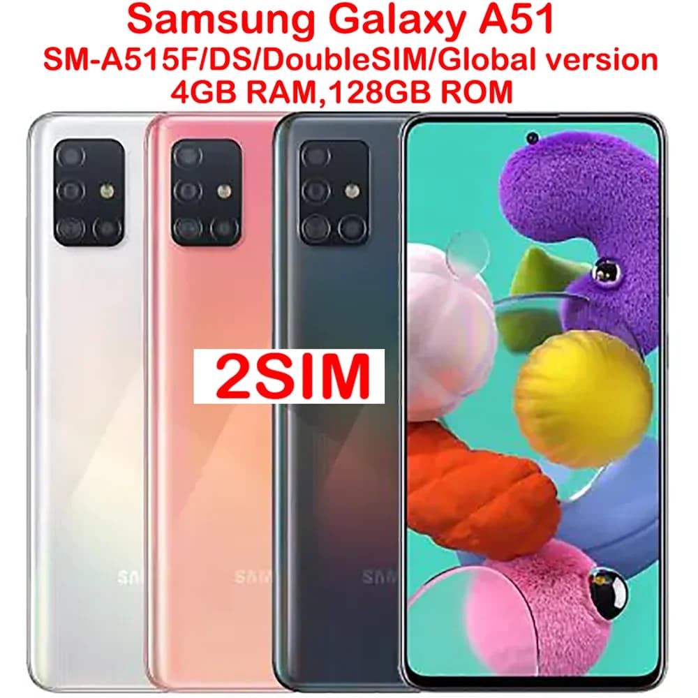 Samsung Galaxy A51 A515F Edizione Globale 2SIM Smartphone Android, Schermo AMOLED 6.5 Pollici 1080 x 2400, 48MP, NFC, 4000mAh, Originale Sbloccato