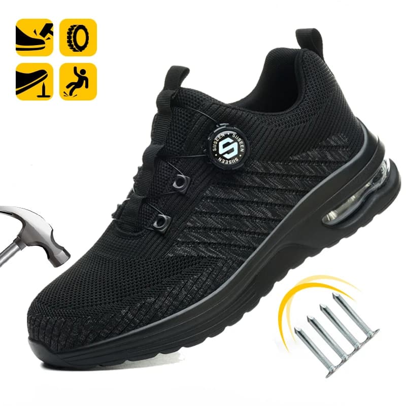 Scarpe antinfortunistiche con fibbia rotante da uomo nuove Stivali da lavoro leggeri anti-impatto anti-piercing Design sportivo alla moda per professionisti all'aperto