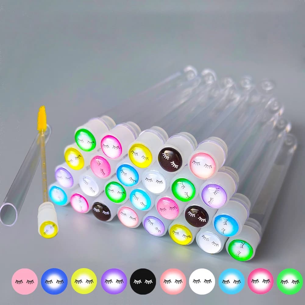 50 pcs Reusable Mascara Bacchetta Tube And Drop Extension Eye Lash Brush Replaceable Powder Eye Lash Brush