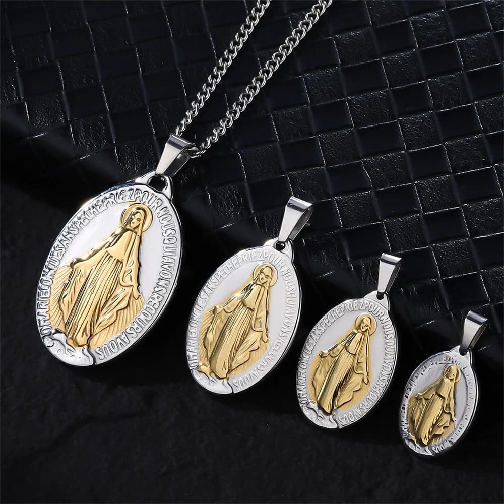 Stainless Steel Catholic Our Lady Guadalupe Virgin Mary Medal Pendant Necklace For Women Religious Prayer Jewelry