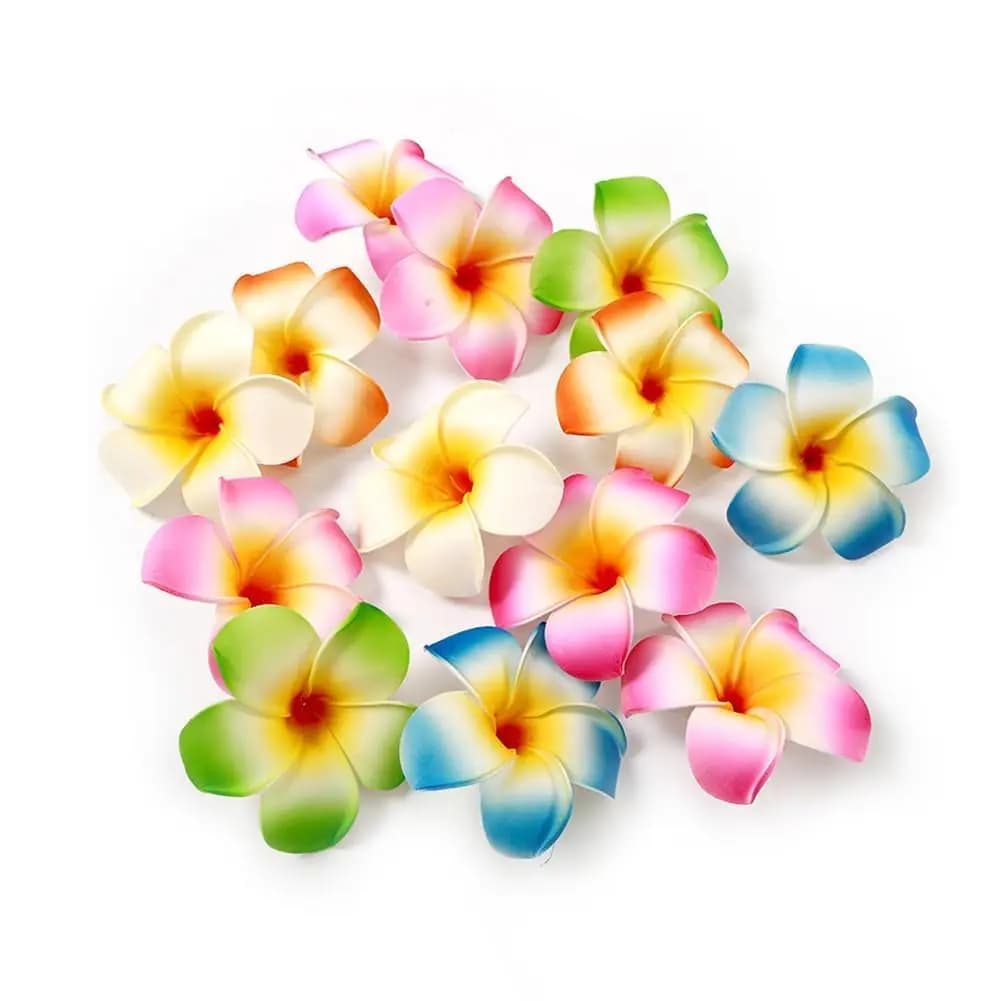 10 fermagli per capelli multicolor con fiori di Plumeria hawaiana, fermagli per capelli per feste in spiaggia e matrimoni, forcine tropicali artificiali (7 cm)
