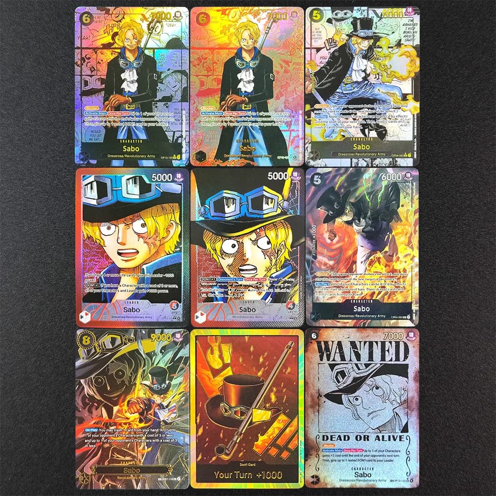 DIY Proxy OPCG One Piece English Sabo OP04-083 Manga OP13-120 Alternate Art Wanted Poster OP07-118 SP OP13-004 Carta da Gioco Giocattolo