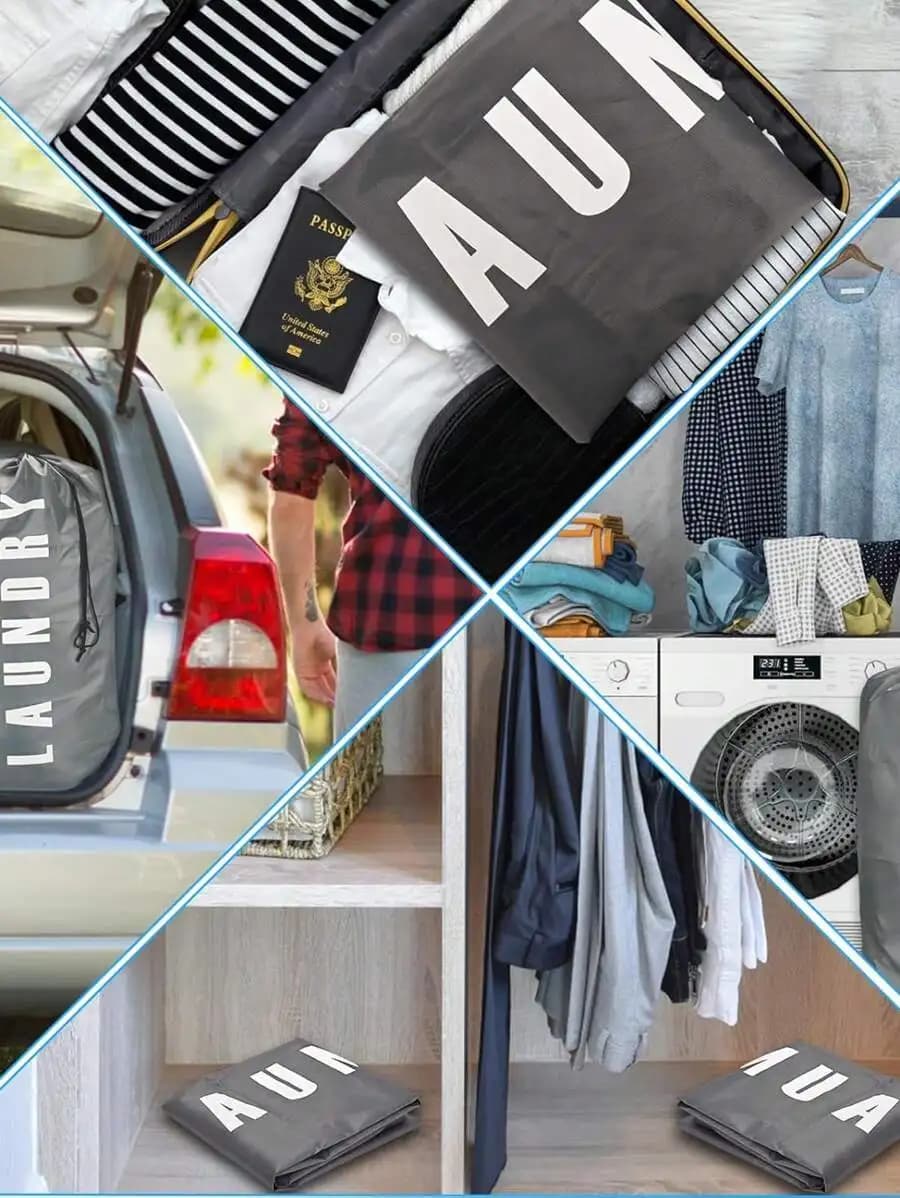 1Pc/2pcs/3pcs Travel Laundry Bag, Machine Washable Dirty Clothes Organizer With Drawstring, Large Enough To Hold 4 Loads Of