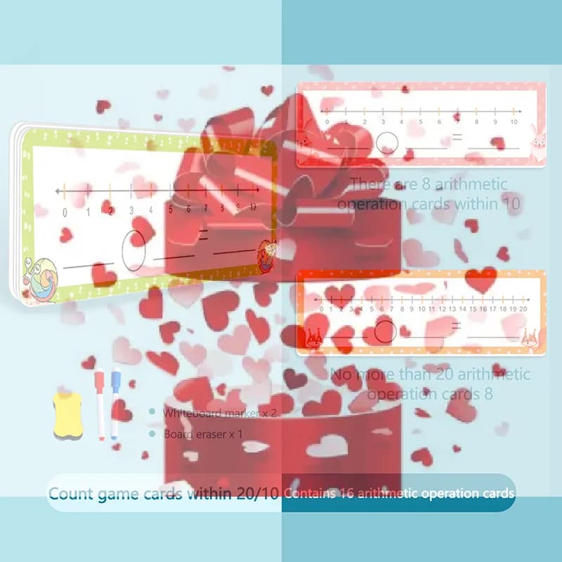 Set di Giochi di Addizione e Sottrazione 0-20 con Carte Numeriche Cancellabili e Tabella Numerica per l'Apprendimento Matematico dei Bambini a Casa e a Scuola