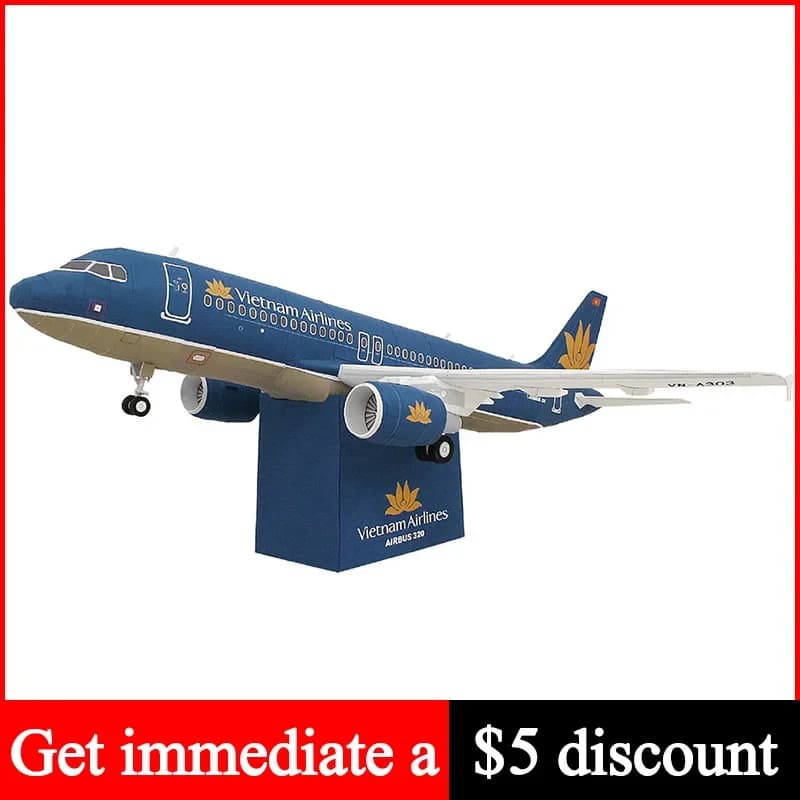Vietnam Airlines Airbus S320 Aircraft Folding Handmade 3D Paper Model DIY Papercraft Art Teens Adult Origami Craft Toys ZX-075