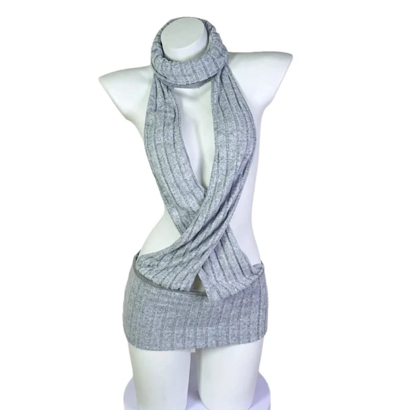 Lingerie Cosplay Anime Girls 2B da Donna, Maglione a Collo Alto con Schiena Scoperta, Stile Virgin Killer, Lavorato a Maglia con Dettagli a Fascia e Traforato, Maglioni Autunnali