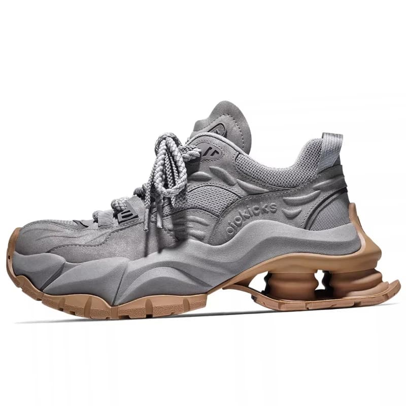 Retro Trendy Casual Sneakers Shoes for Men's and Women's Genuine Leather Daddy Shoes Luxury Thick Soled Height-increasing Shoes