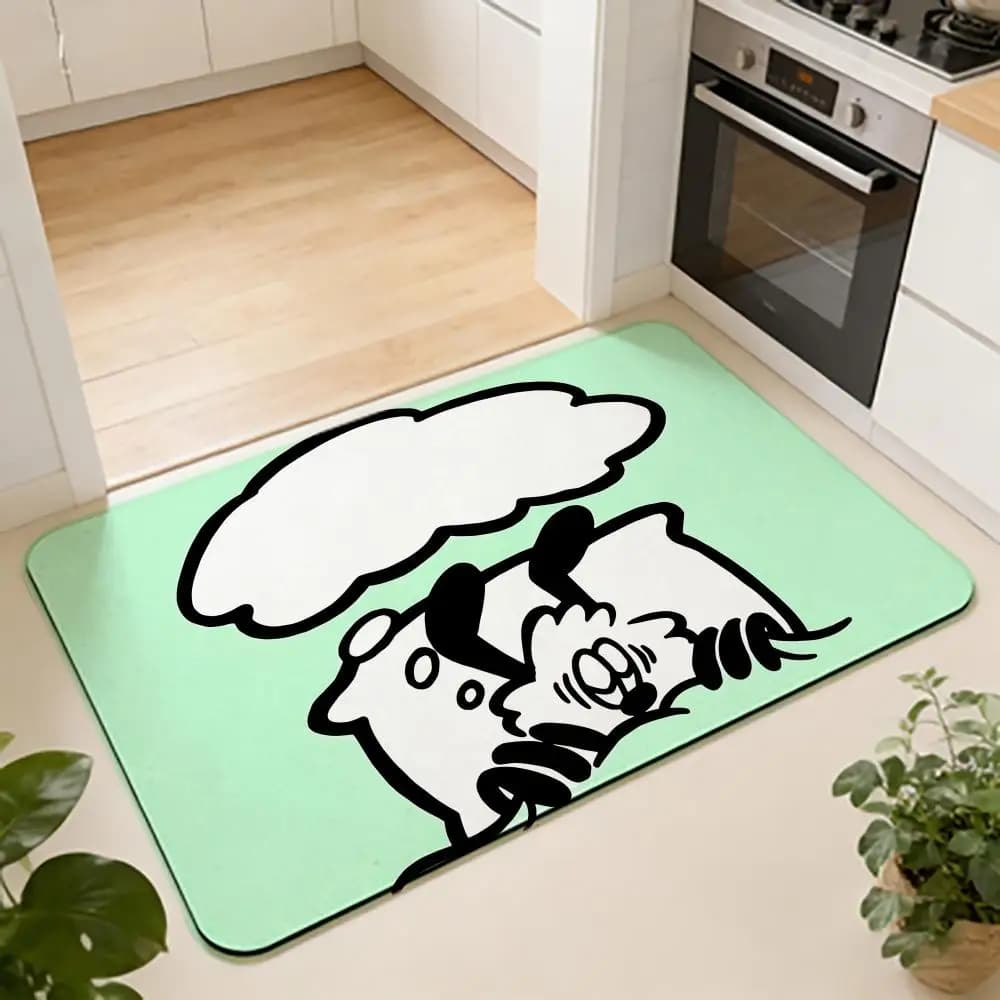 Tappetino Assorbente ANIME V-VERDY-Vick, Tappeto Antiscivolo per Ingresso, Bagno e Toilette