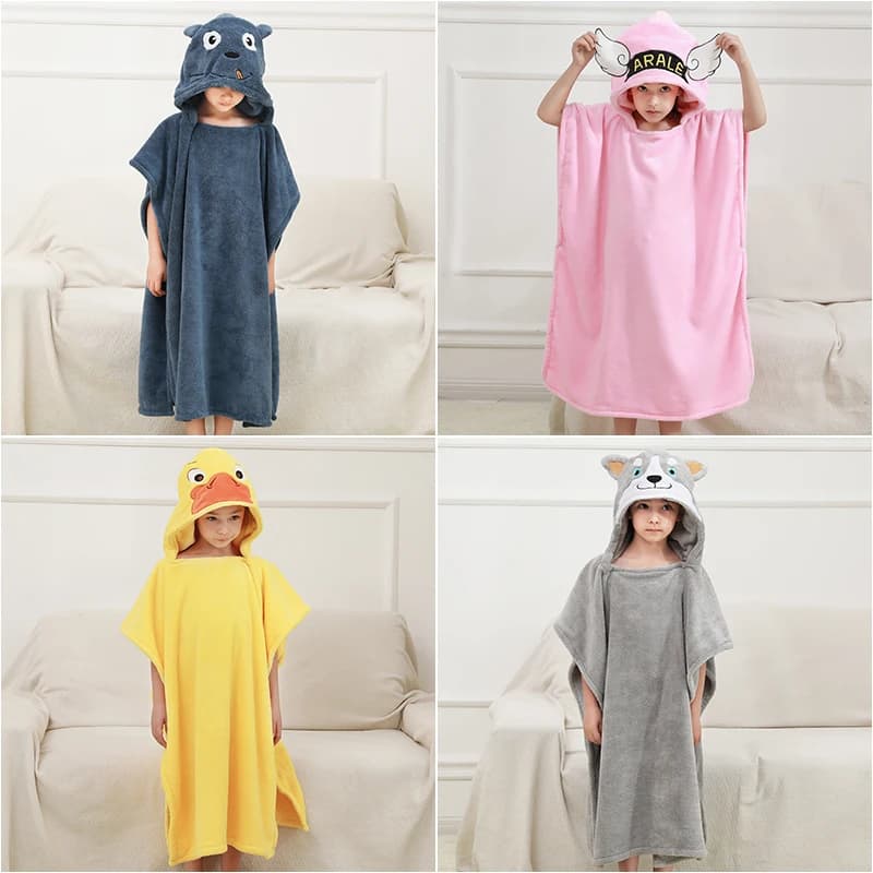 Baby Bath Towels Kids Poncho Towel Baby Shower Robe Children Bathrobe Infant Wearable Towel Bathroom Boy Girls Hooded Cape Cloak
