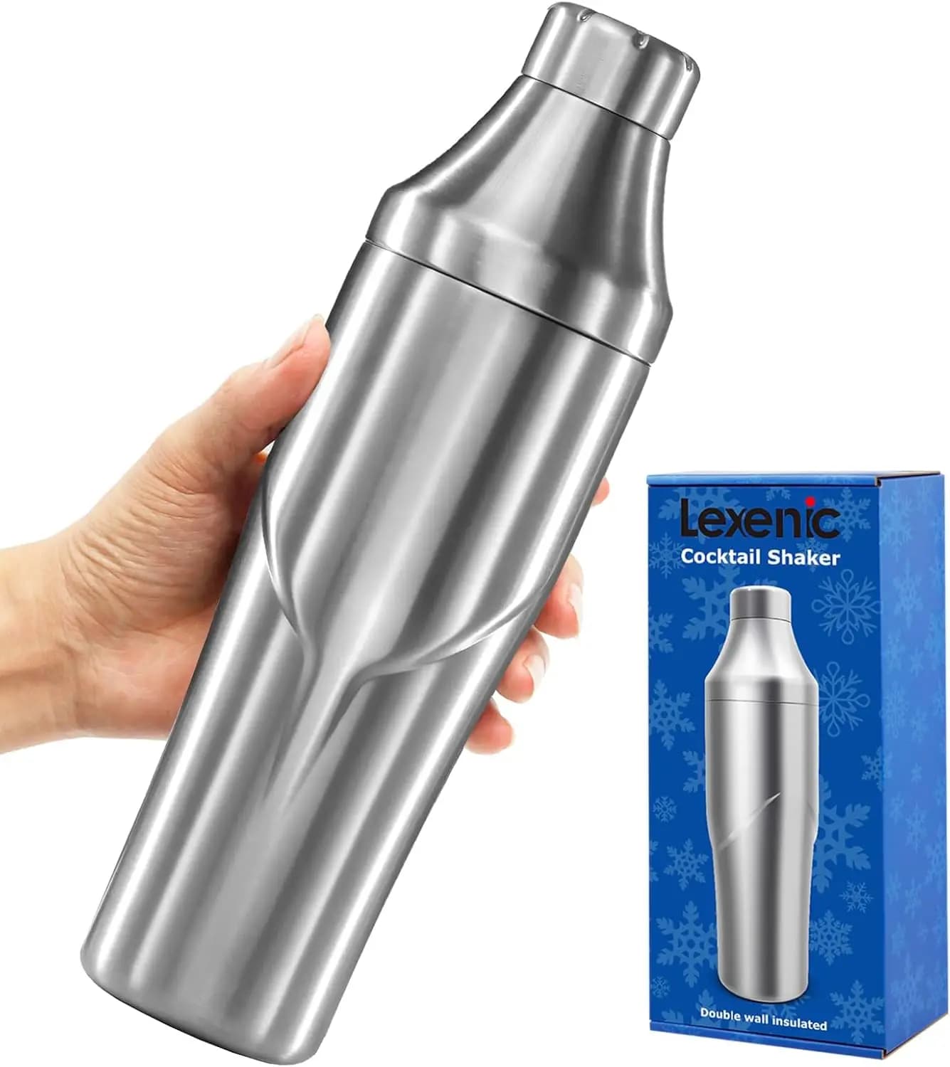 Shaker per Cocktail a Doppia Parete Isolato - Antigoccia con Filtro Integrato, Acciaio Inossidabile Premium per Bar Domestico, Drink Martini