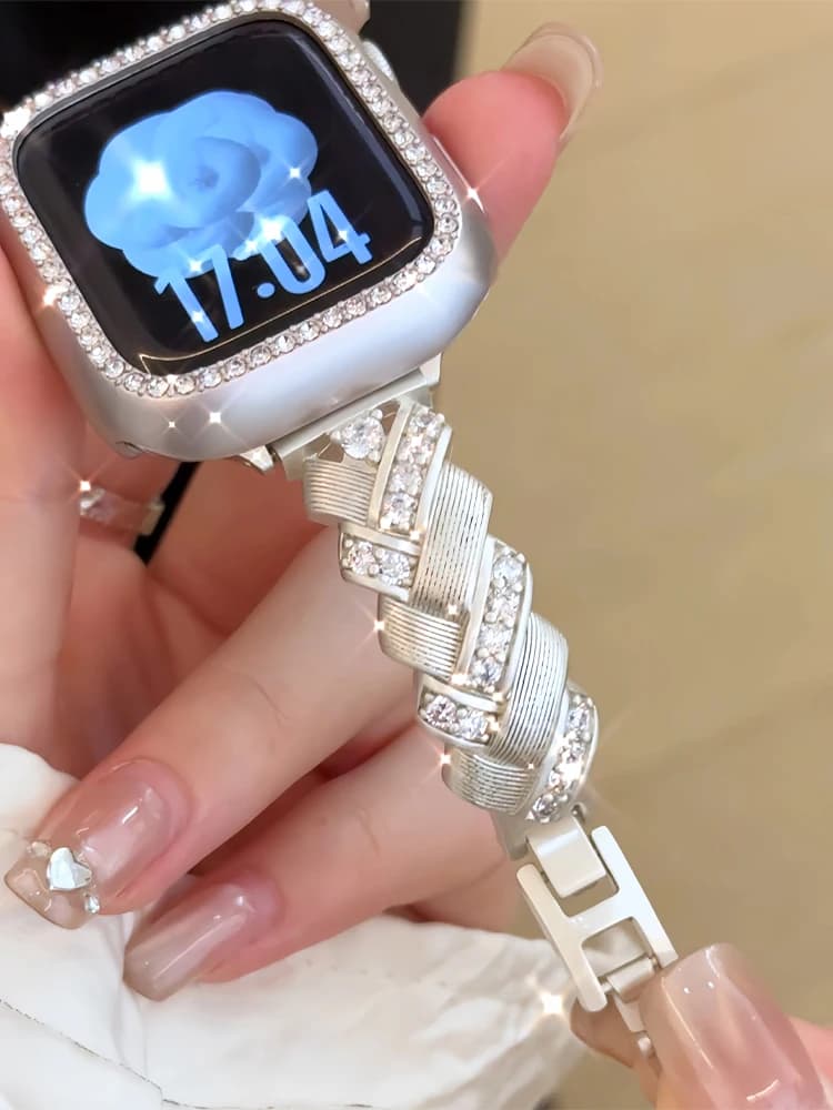 Cinturino con diamanti di lusso per Apple Watch Ultra 10 9 8 SE 7 6 5 cinturino da donna in metallo per iWatch 38mm 40 41mm 42mm 45mm 46mm 49mm