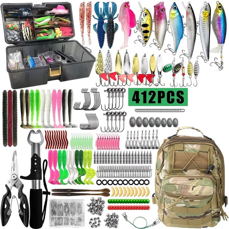 411 pz Kit Richiamo di Pesca Per Trota/Luccio/Basso Multi-Lure Set Da Pesca A Strati Attrezzatura Pro Gear Tackle Box per Trota/Gramello/Basso