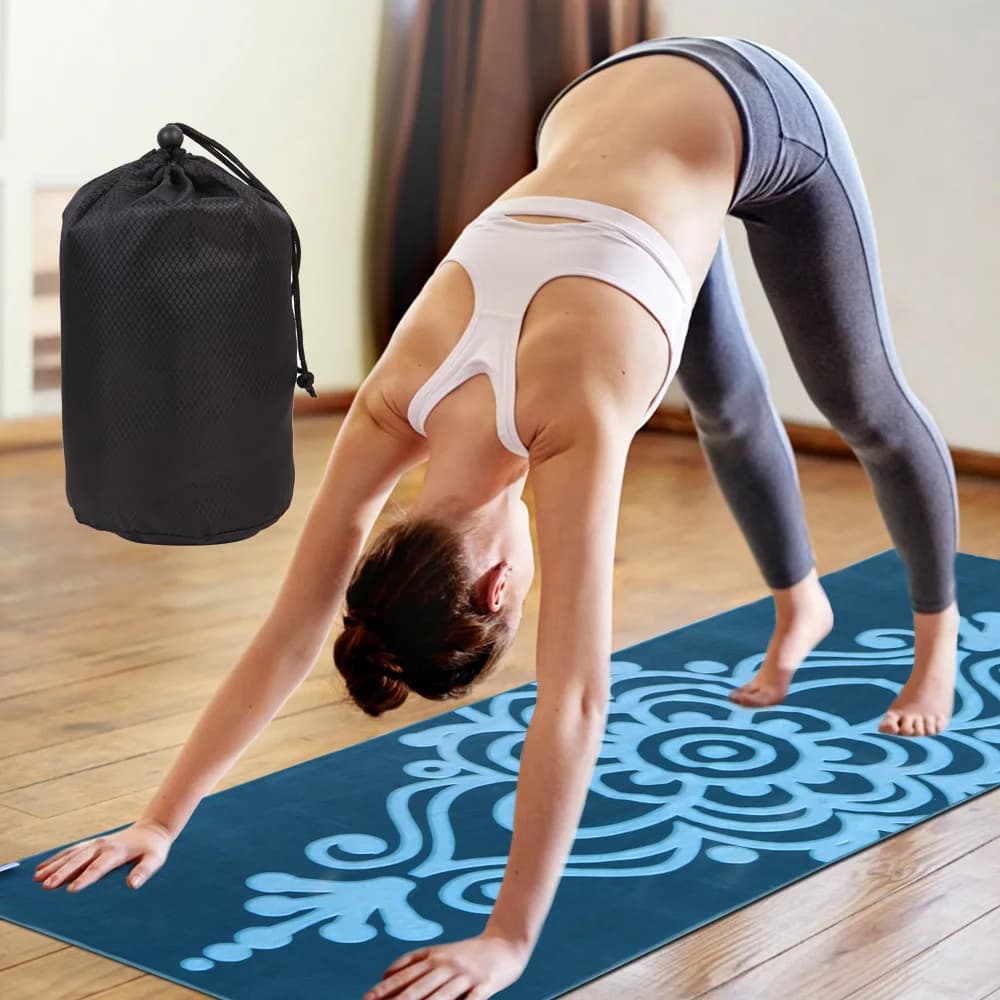 Towel for absorbent yoga mat, non-slip, double printing, in fast drying microfiber with anti-slip technology for Hot Yoga