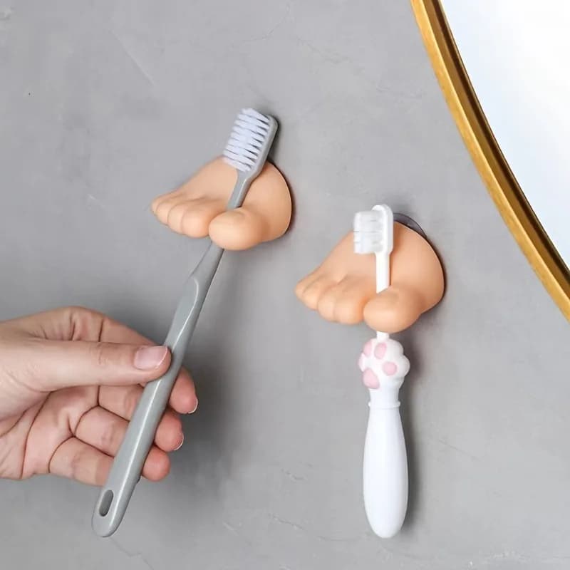 1pc ventosa per bagno portaspazzolino portaoggetti per bagno portaoggetti divertente portaspazzolino piccolo piede accessori per la decorazione del bagno